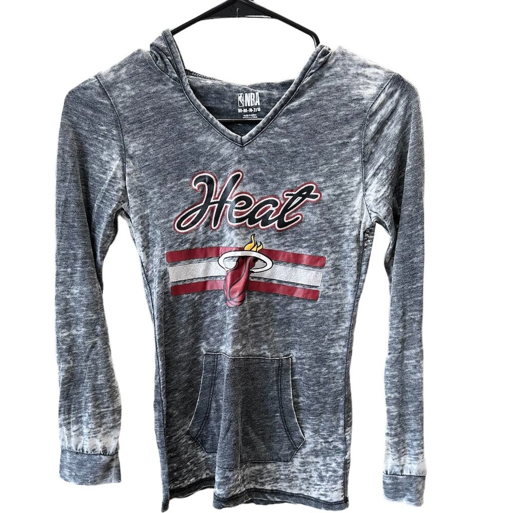 NBA Miami Heat Black Cloud Long Sleeves Hoodie Kids Shirt Size M 7/8 Pre-owned